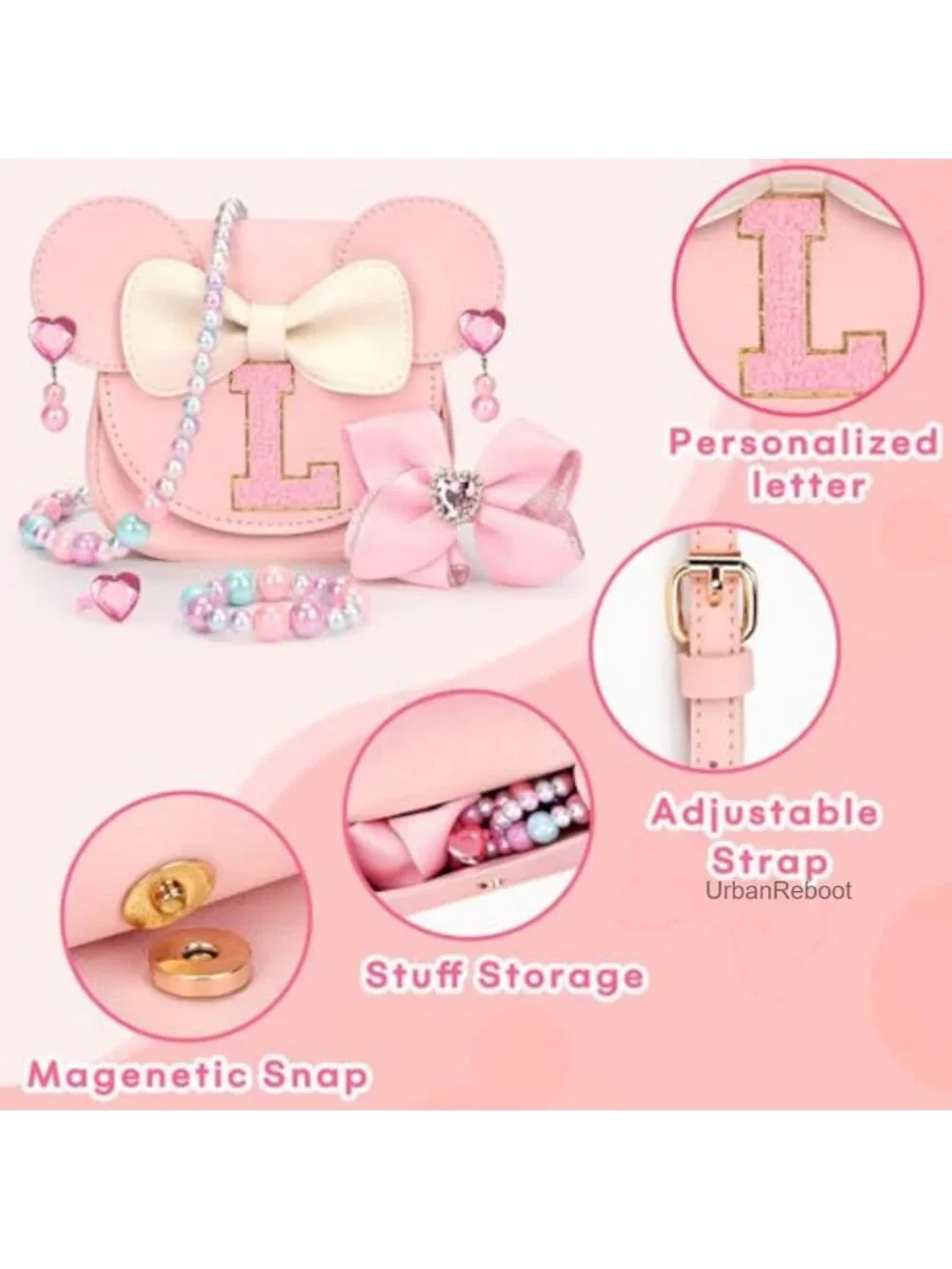 Girls Toddler Purse Set Faux Leather Heart Wristlet Gift for Kids